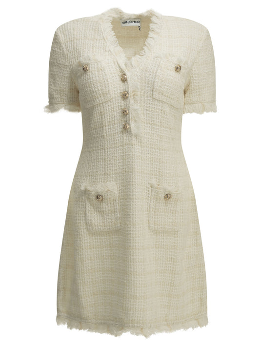 Self-Portrait Short sheath dress - White