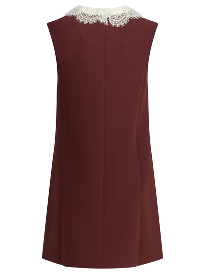 Self-Portrait Short dress with lace detail - Bordeaux
