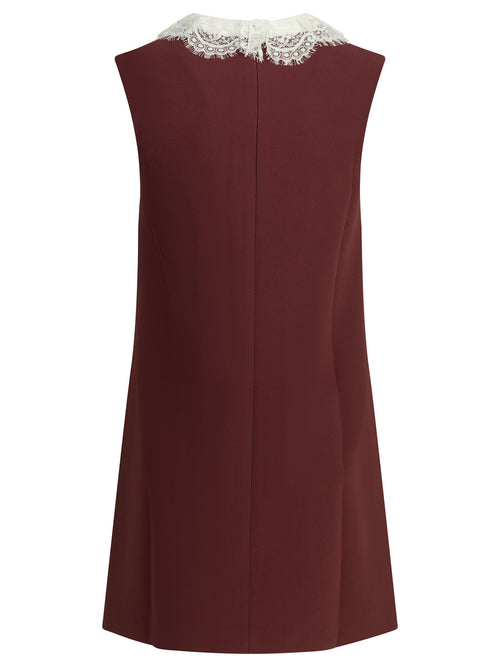 Self-Portrait Short dress with lace detail - Bordeaux