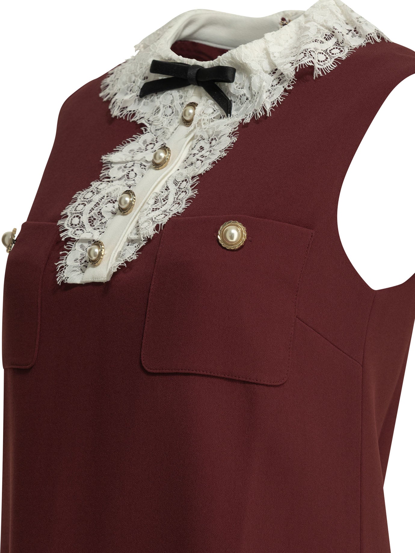 Self-Portrait Short dress with lace detail - Bordeaux