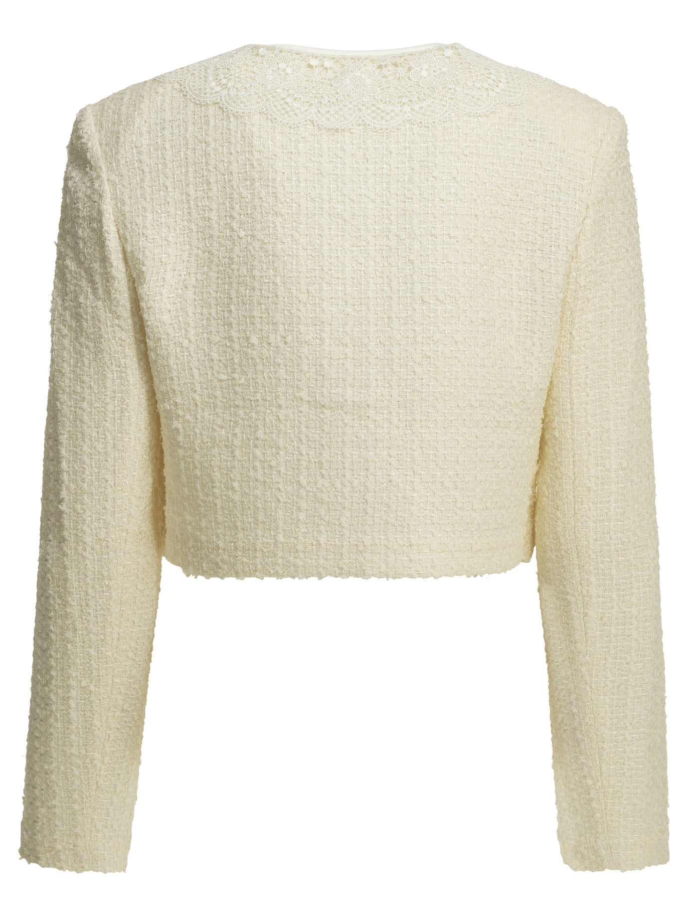 Self-Portrait Bouclé blazer with lace details - White