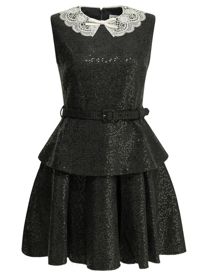 Self-Portrait Short sequin dress - Black