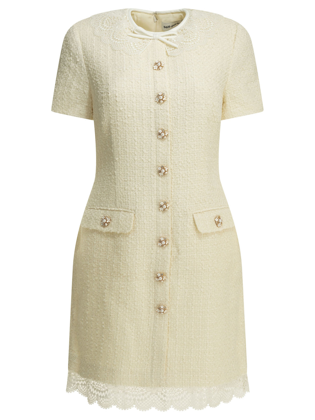 Self-Portrait Short dress with lace details - White