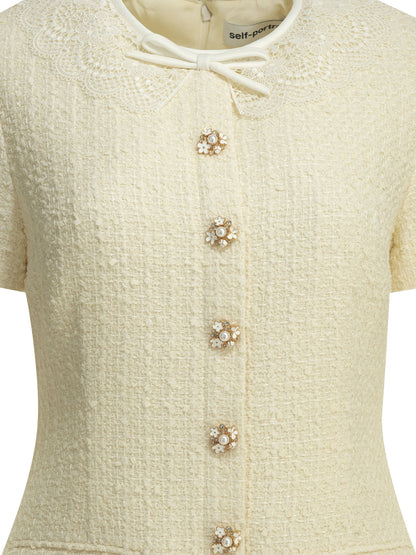 Self-Portrait Short dress with lace details - White