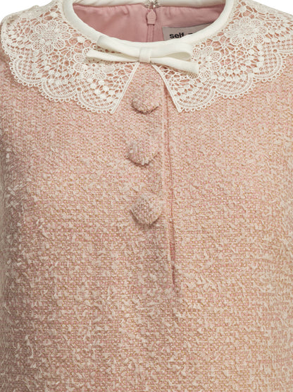 Self-Portrait Short bouclé dress - Pink
