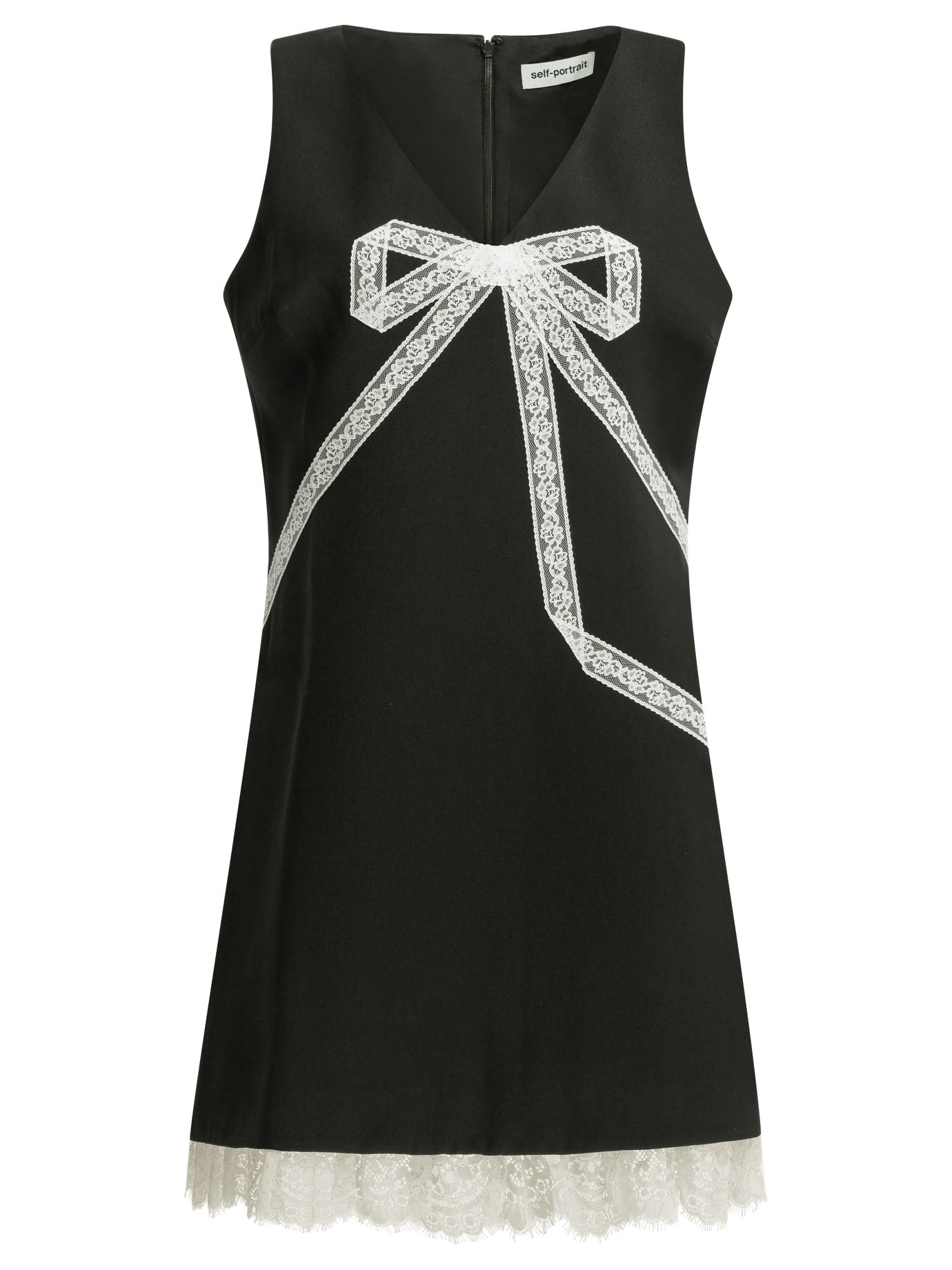 Self-Portrait Short sheath dress with bow - Black