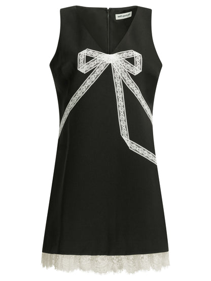Self-Portrait Short sheath dress with bow - Black