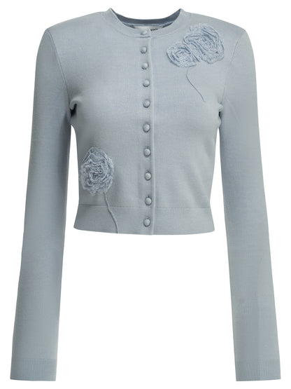 Self-Portrait Embroidered cardigan - Light Blue