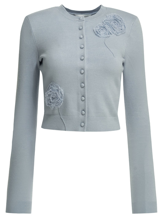 Self-Portrait Embroidered cardigan - Light Blue
