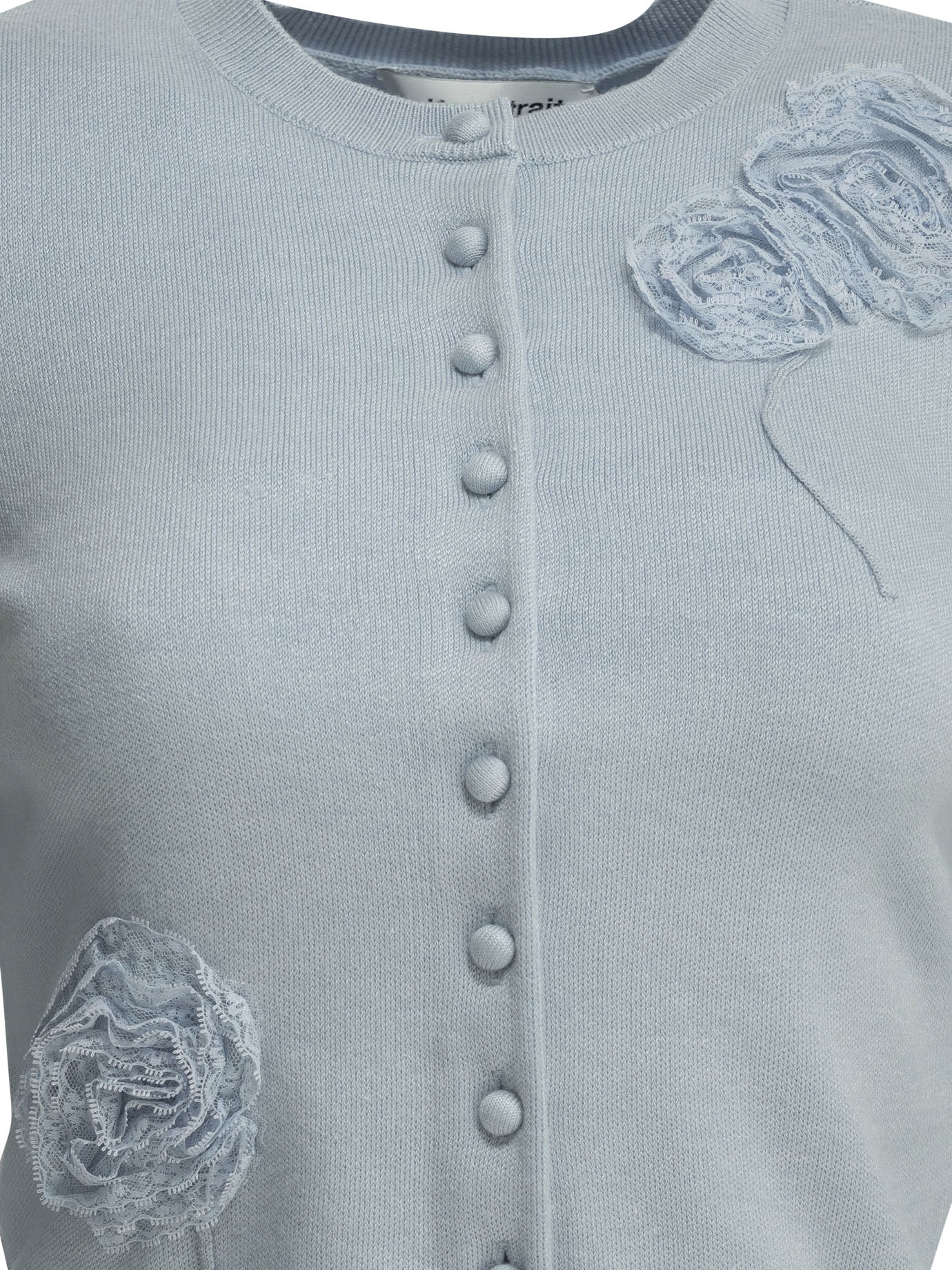Self-Portrait Embroidered cardigan - Light Blue