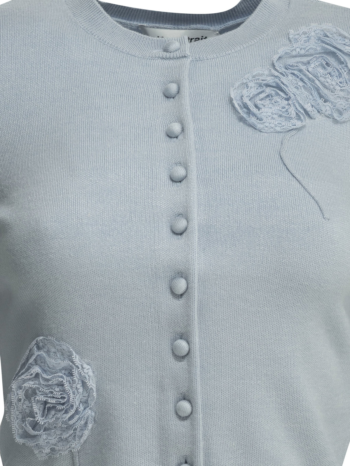Self-Portrait Embroidered cardigan - Light Blue