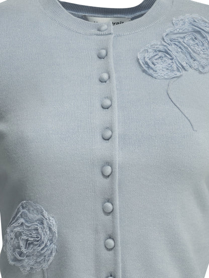Self-Portrait Embroidered cardigan - Light Blue