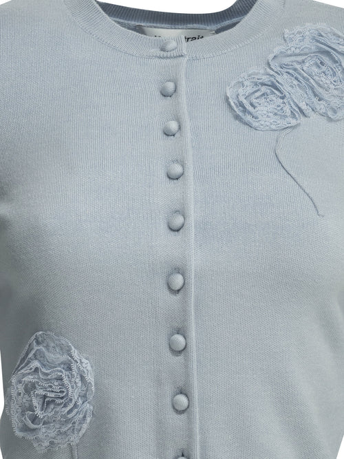 Self-Portrait Embroidered cardigan - Light Blue