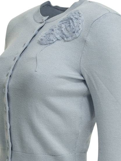 Self-Portrait Embroidered cardigan - Light Blue
