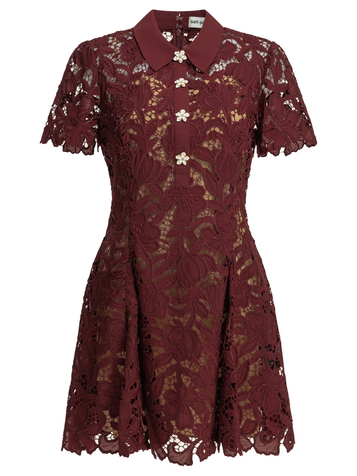 Self-Portrait Short lace dress - Bordeaux