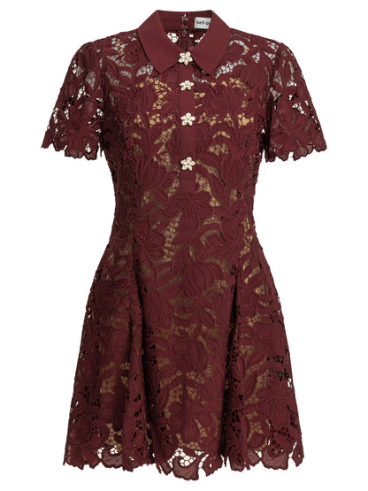 Self-Portrait Short lace dress - Bordeaux