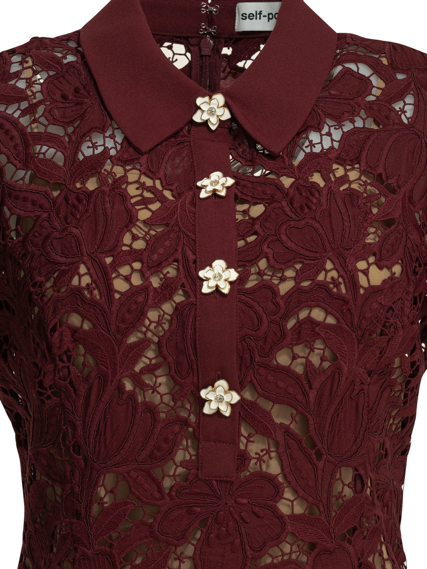 Self-Portrait Short lace dress - Bordeaux