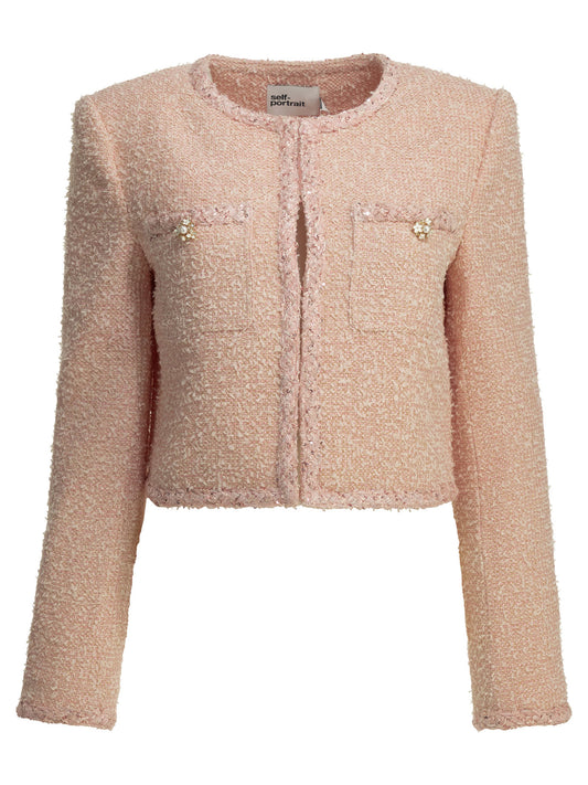 Self-Portrait Bouclé blazer - Pink