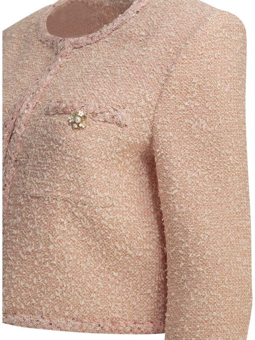 Self-Portrait Bouclé blazer - Pink