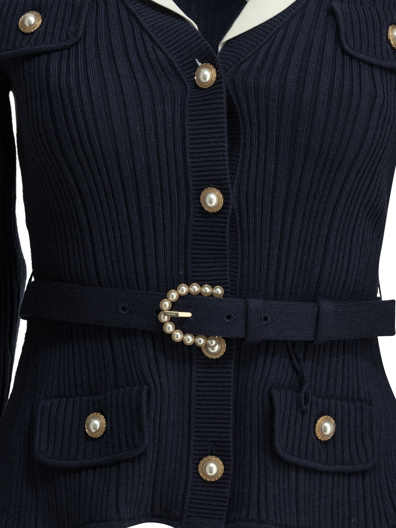 Self-Portrait Woven knit cardigan - Blue