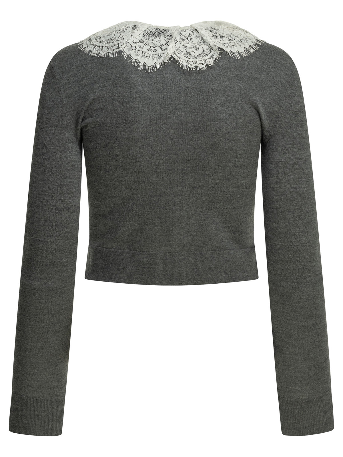 Self-Portrait Sweater with lace collar - Grey