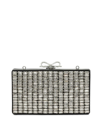 Self-Portrait Crystal Clutch Bag - Silver