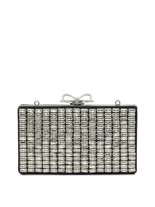 Self-Portrait Crystal Clutch Bag - Silver