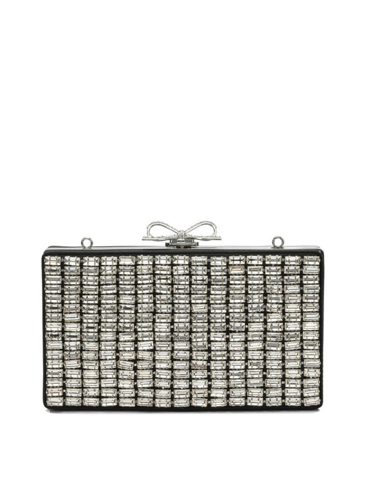 Self-Portrait Crystal Clutch Bag - Silver