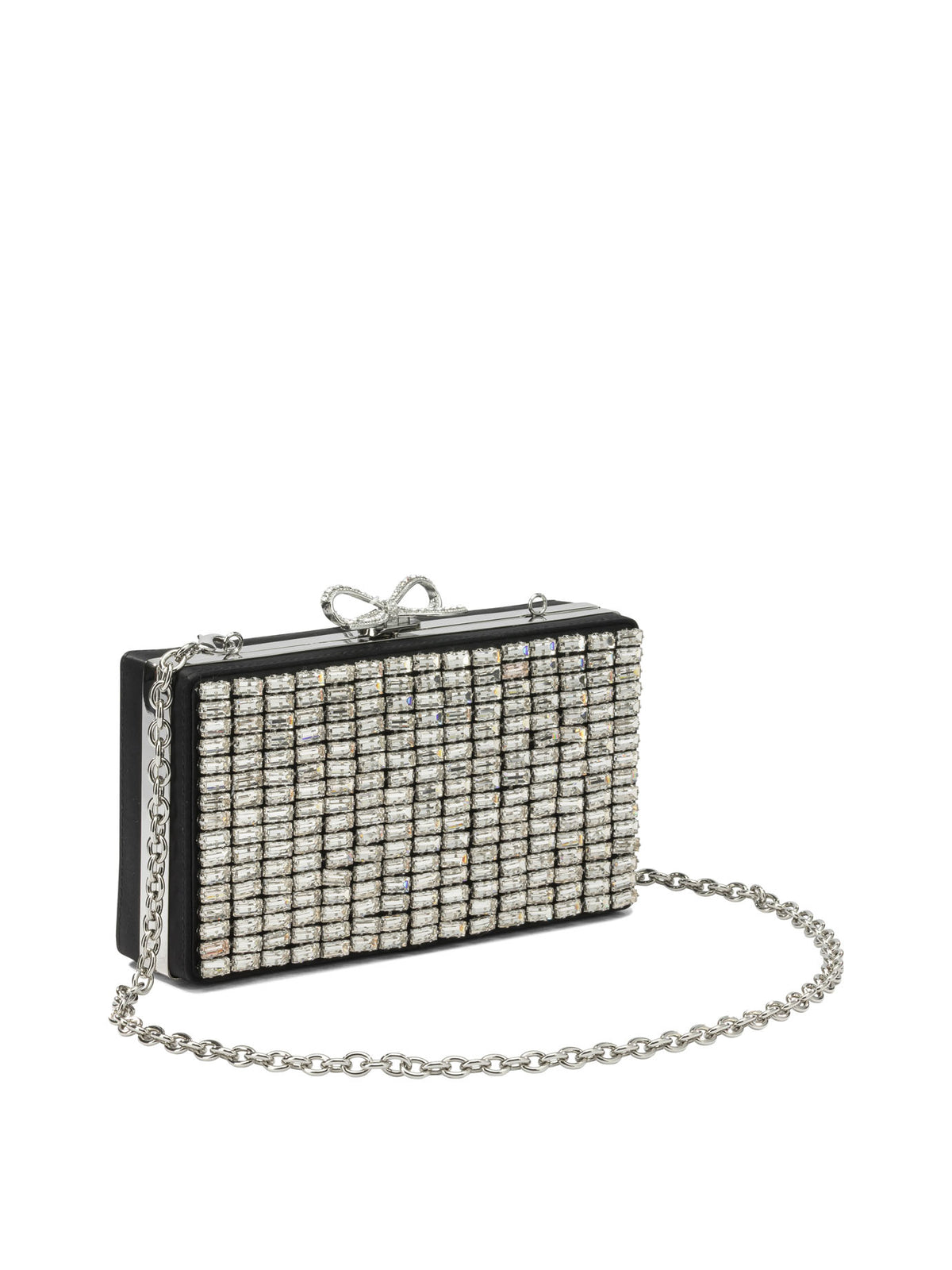 Self-Portrait Crystal Clutch Bag - Silver