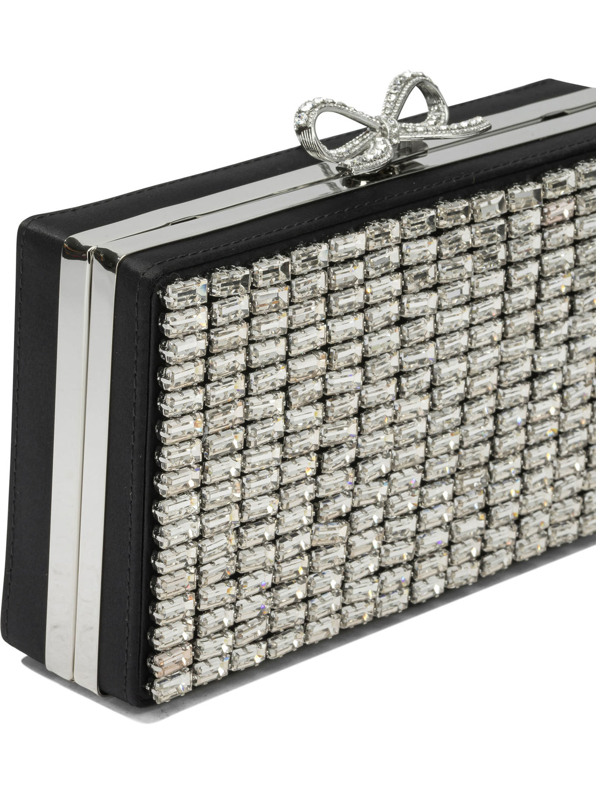 Self-Portrait Crystal Clutch Bag - Silver