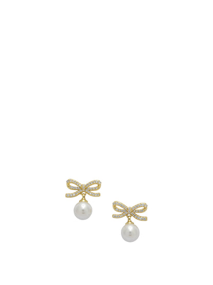 Self-Portrait Earrings with pearl and crystals - Gold