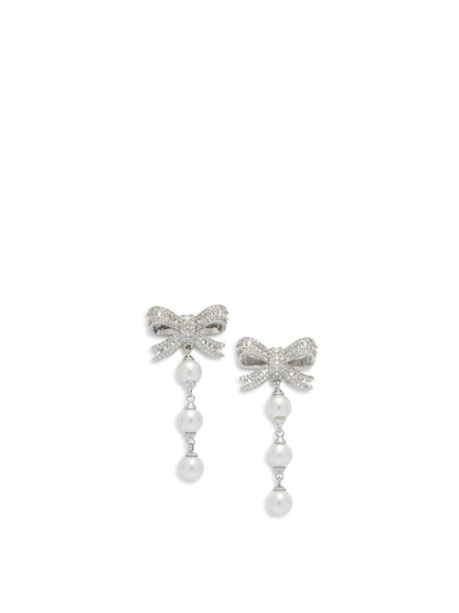 Self-Portrait Dangling earrings with pearls and crystals - Silver