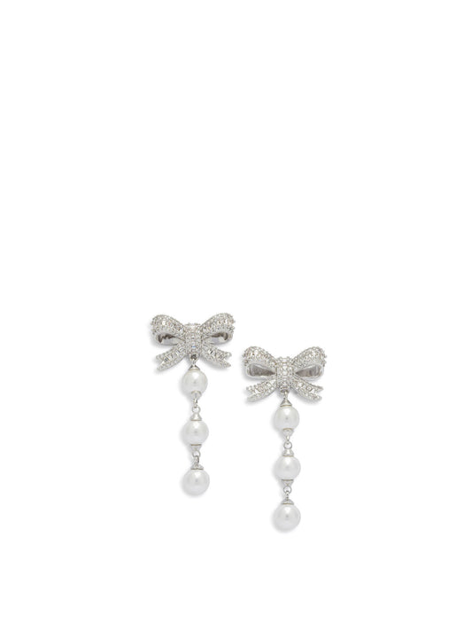 Self-Portrait Dangling earrings with pearls and crystals - Silver