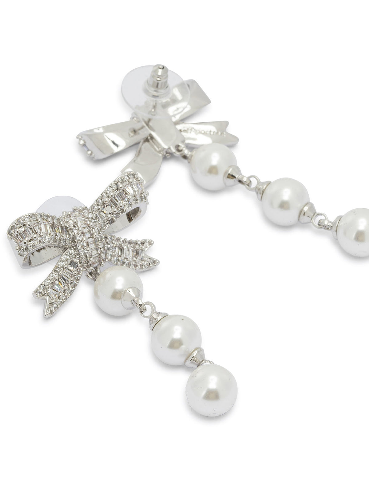 Self-Portrait Dangling earrings with pearls and crystals - Silver