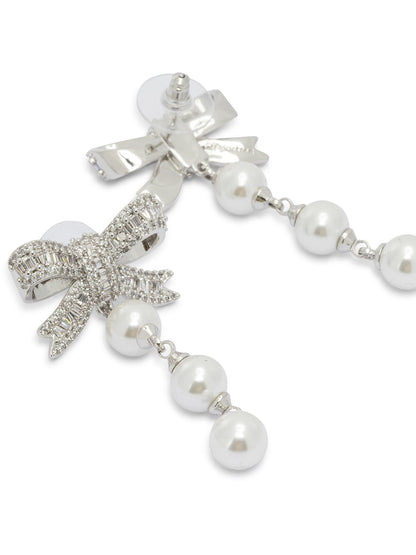 Self-Portrait Dangling earrings with pearls and crystals - Silver