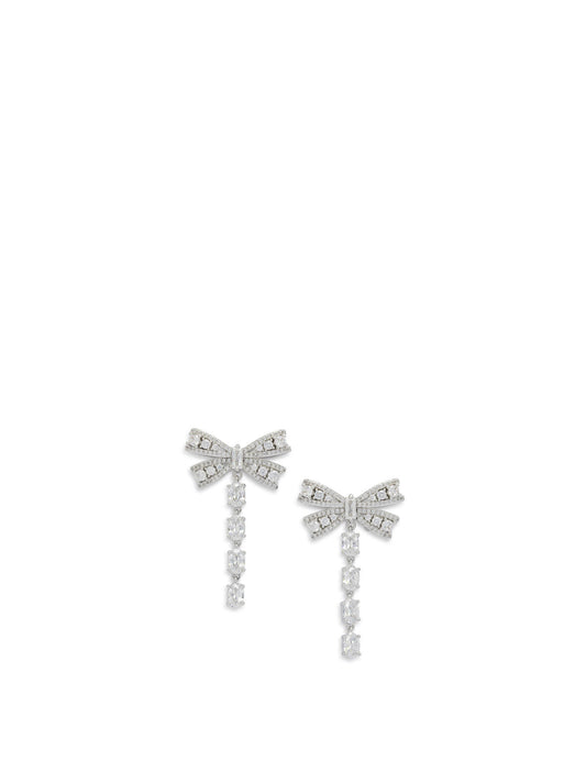Self-Portrait Dangling earrings with crystals - Silver