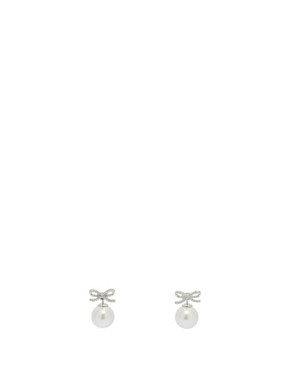 Self-Portrait Earrings with pearl and crystals - Silver