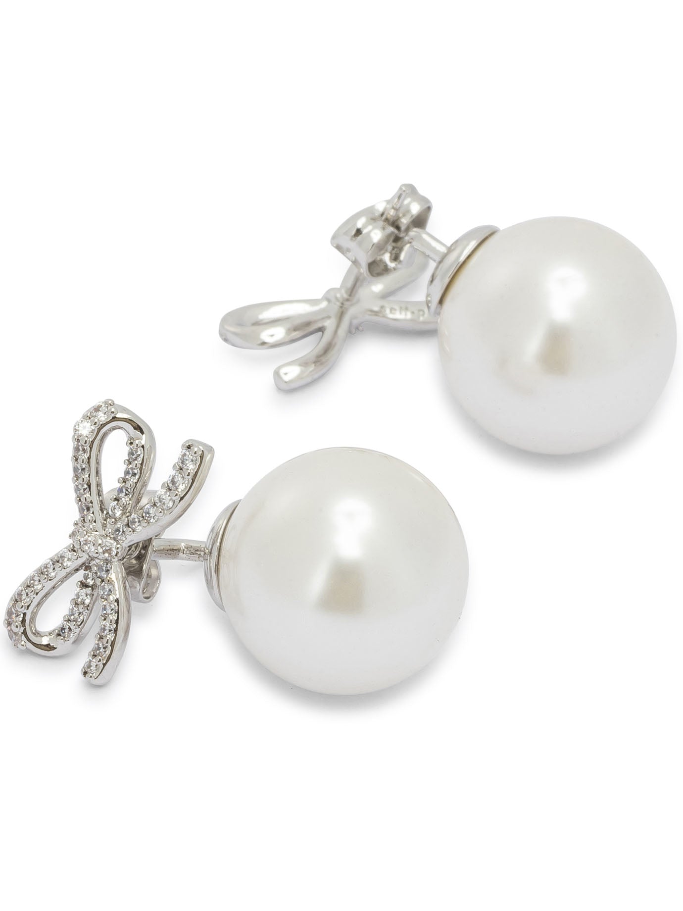 Self-Portrait Earrings with pearl and crystals - Silver