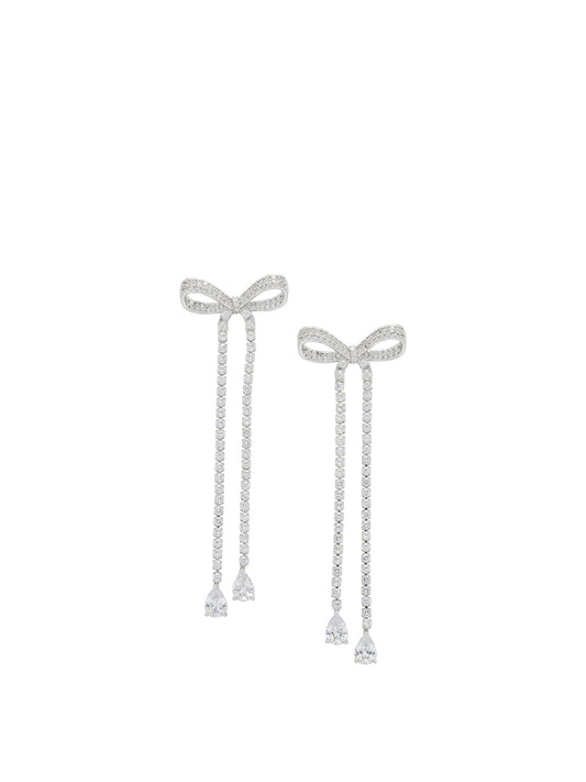 Self-Portrait Dangling earrings with crystals - Silver