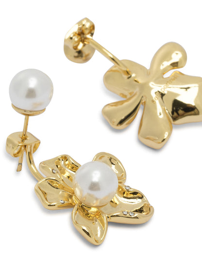 Self-Portrait Earrings with pearls - Gold