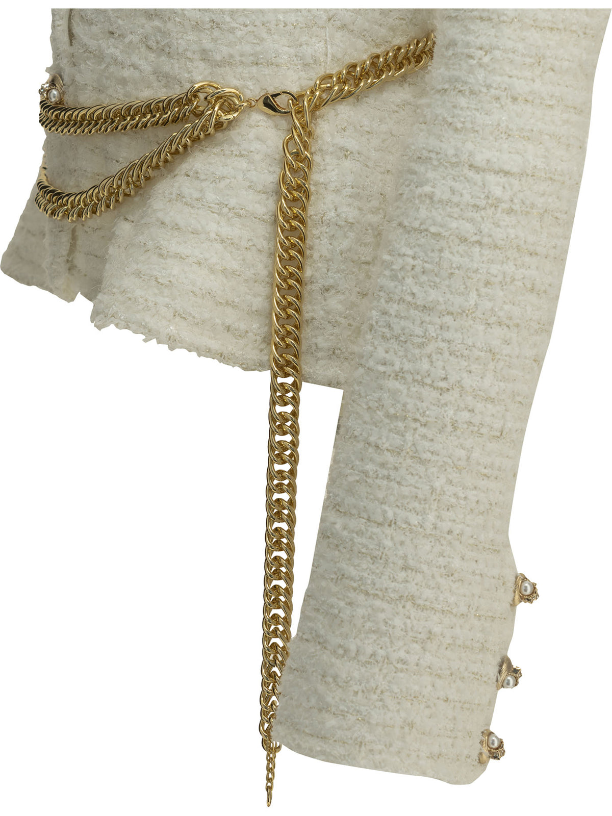 Self-Portrait Textured-Knit Cardigan - White