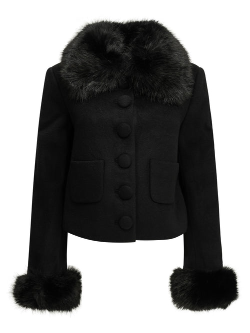 Self-Portrait Short wool coat - Black