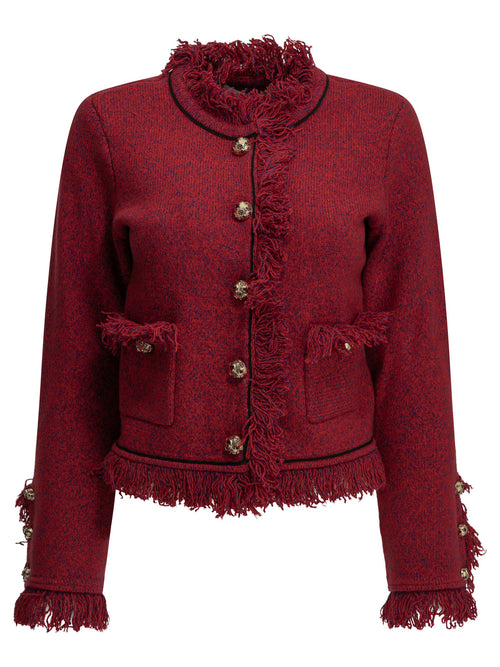 Self-Portrait Fringed blazer - Red