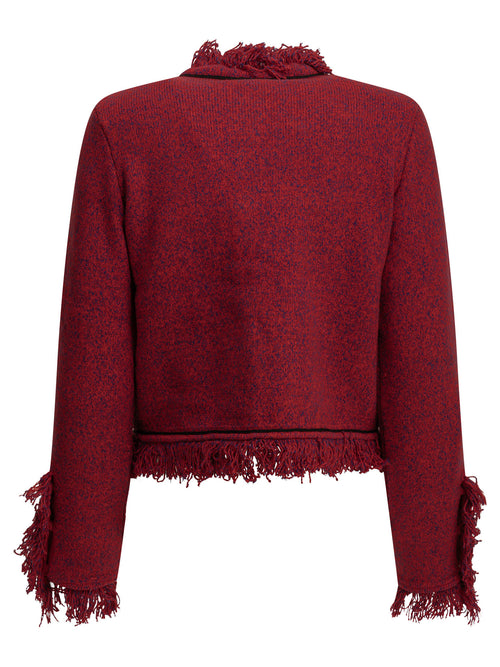 Self-Portrait Fringed blazer - Red