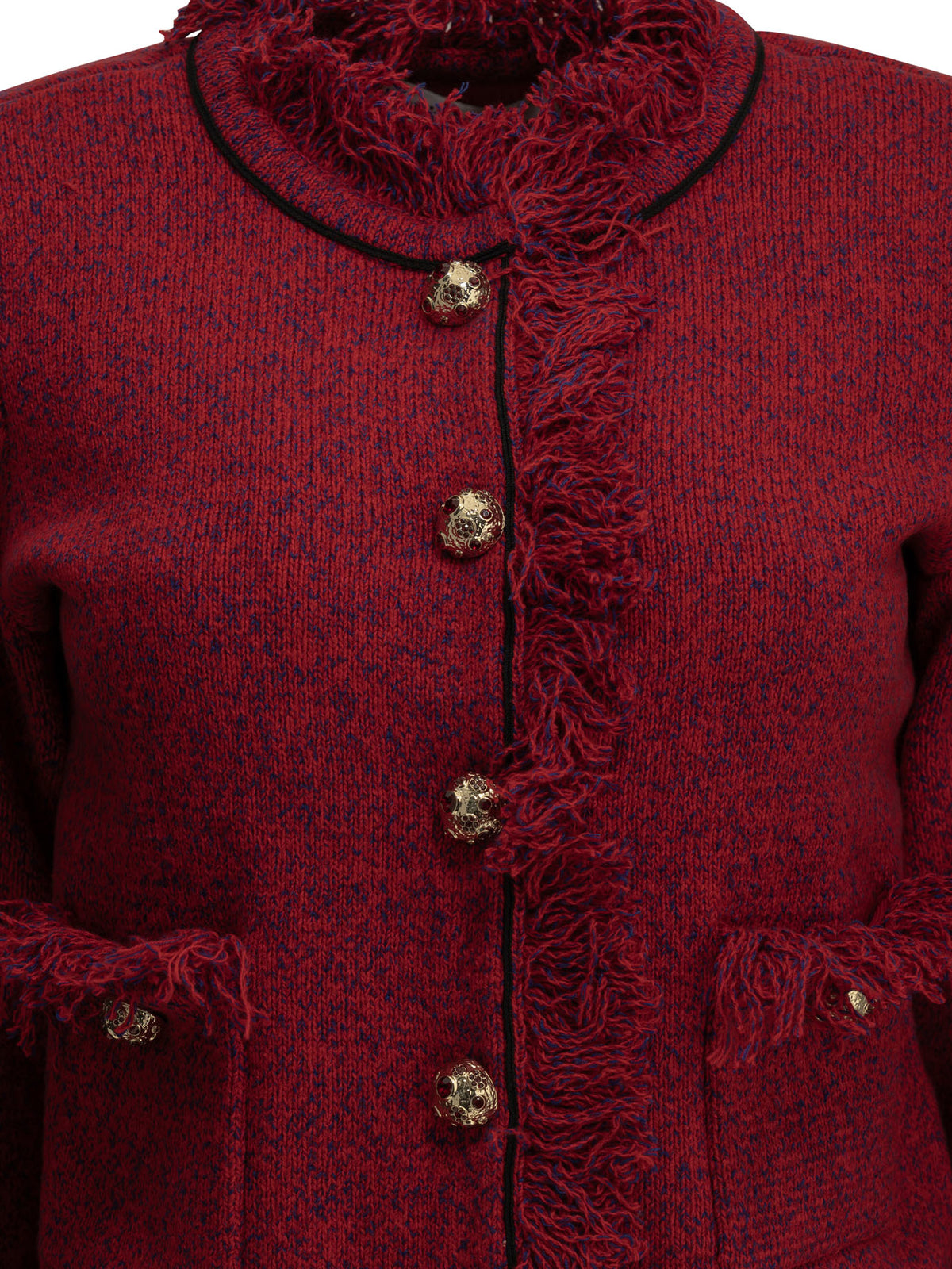 Self-Portrait Fringed blazer - Red