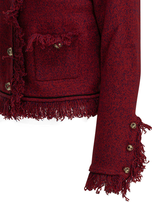 Self-Portrait Fringed blazer - Red