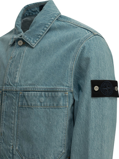 Stone Island "Light Bull" Denim Jacket - Light Blue