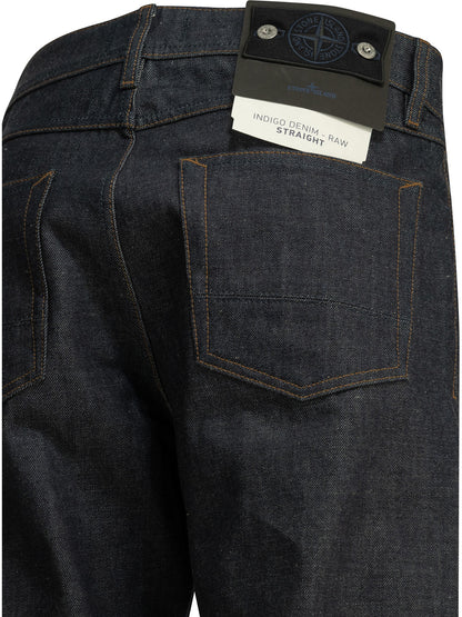 Stone Island "Denim-Raw" Straight-Leg Jeans - Blue
