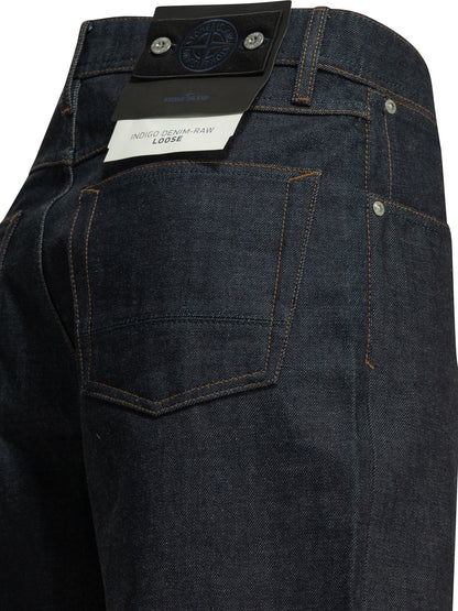 Stone Island "Denim-Raw" Straight-Leg Jeans - Blue