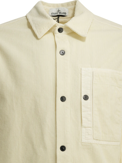 Stone Island "Corduroy 800" Overshirt Jacket - White